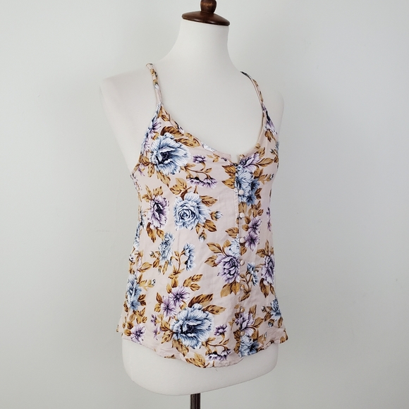 American Eagle Floral Button Up Strappy Tank Top - Picture 7 of 13